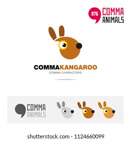 Kangaroo animal concept icon set and modern brand identity logo template and app symbol based on comma sign