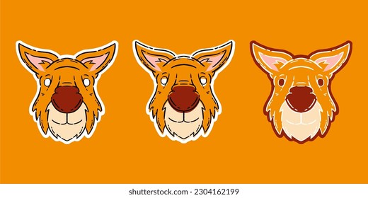 kangaroo animal hand drawn illustration. kangaroo logo animal and stickers. illustration kangaroo flat symbol animal set