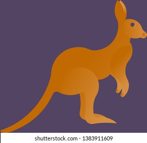 Kangaroo Animal Illustration on Purple Background