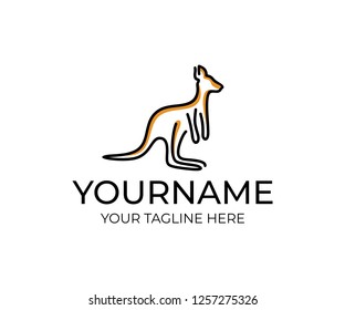 Kangaroo animal linear, logo design. Wildlife, nature, wild, vector design and illustration