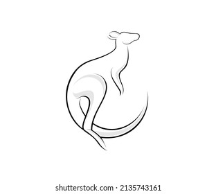 Kangaroo Animal Logo Design Outline