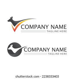 logotipo animal canguro e ilustración vectorial de diseño