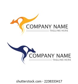 kangaroo animal logo and design vector illustrtion