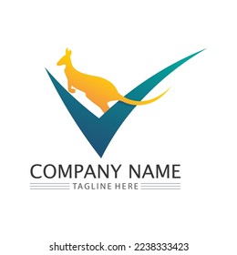 kangaroo animal logo and design vector illustrtion