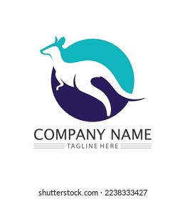 kangaroo animal logo and design vector illustrtion