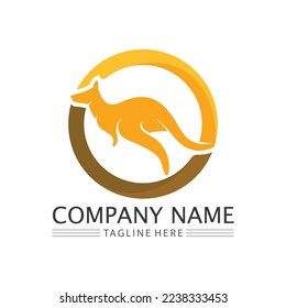 kangaroo animal logo and design vector illustrtion