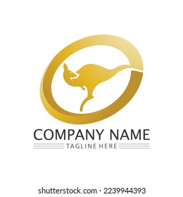 kangaroo animal logo and design vector illustrtion
