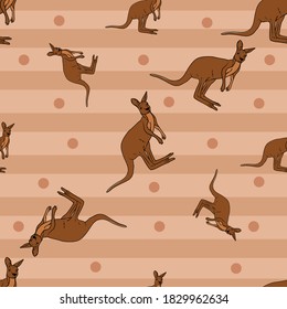 Kangaroo Animal Seamless Vector Pattern Design Background