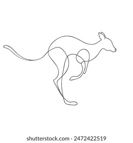 Kangaroo animal Single continuous minimal line art illustration