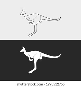 Kangaroo animal vector illustration black and white - logo, icon, multipurpose 