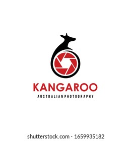 Kangaroo animal vector logo design photography template.