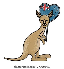 kangaroo and australia flag