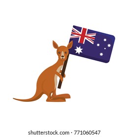 kangaroo and australia flag