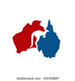 Kangaroo and Australia Map