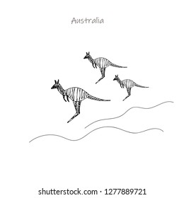 Kangaroo in Australia. Vector illustration.
