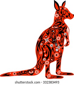 The kangaroo Australian, a country symbol, a wild animal, an animal with drawing, an illustration of a marsupial, a mammal can jump, a long tail, wildlife, a kangaroo a vector