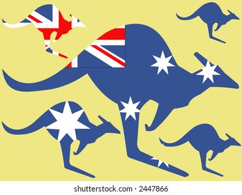 Kangaroo and australian flag illustration