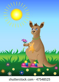 Kangaroo with baby