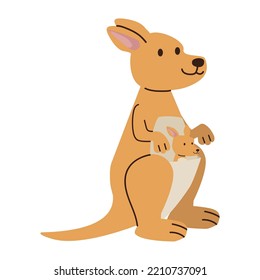 Kangaroo With Baby Kangaroo cartoon