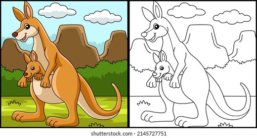 Kangaroo con imagen de la página de color del bebé