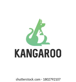 Kangaroo and baby logo design. Simple and geometric logo.