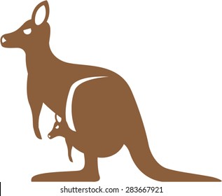 Kangaroo with baby vector