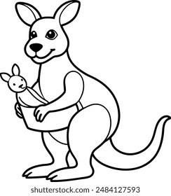 kangaroo with baby vector Illustration