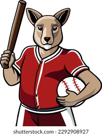 Kangaroo Baseball Mascot illustration animal