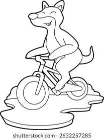 Kangaroo Bicicleta Animal Vetor Ilustração de Arte Gráfica