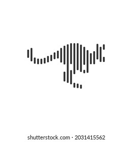 Kangaroo black barcode line icon vector on white background.