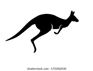 Kangaroo black sign isolated on white background