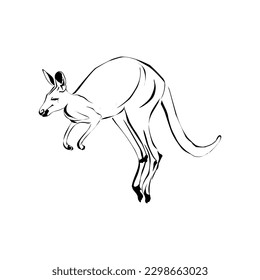 Kangaroo black sign isolated on white background