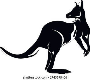 kangaroo black silhouette animal icon vector