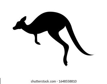 Kangaroo black silhouette icon vector isolated on a white background. Jumping kangaroo silhouette vector illustration