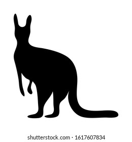 Kangaroo black silhouette side view. Animals Of Australia. Marsupial. Vector illustration