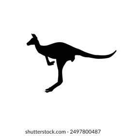 Kangaroo black silhouette vector, icon on a white background