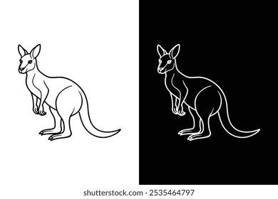 Icono de Vector de silueta negro canguro. Canguro aislado en un fondo blanco.