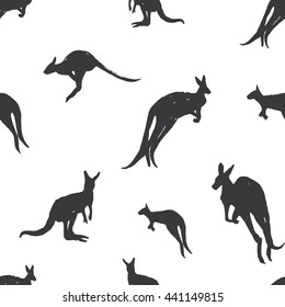 kangaroo black and white animal pattern