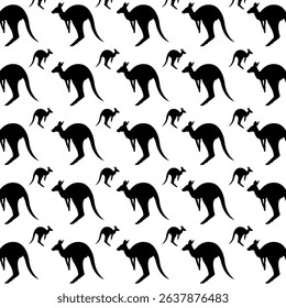 Kangaroo black and white pattern vector