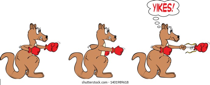 Kangaroo boxing animation series with three positions