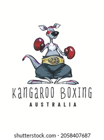 Kangaroo Boxing, Kangaroo Boy Boxer Australia Vector illustration.