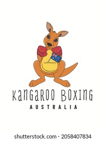 Kangaroo Boxing, Kangaroo Boy Boxer Australia Vector illustration