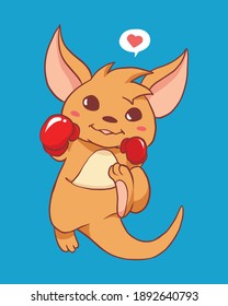 Kangaroo boxing cartoon style in vector. This vector have a hand drawing style. Can be printed for poster, t-shirt, etc.