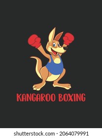 Kangaroo Boxing Cute , Boxing Australian Kangaroo Boy Vector illustration