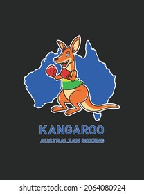 Kangaroo Boxing Cute, Kangaroo Boy Australian Boxing Vector illustration