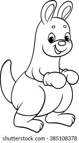 Kangaroo in the boxing gloves. Cartoon Vector Illustration. Isolated on white background. Coloring. 