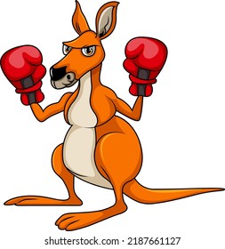 Kangaroo with boxing hand gloves illustration