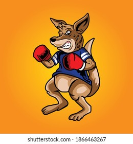 Ilustración de boxeo canguro. Vector de mascota canguro. Icono de boxeo canguro