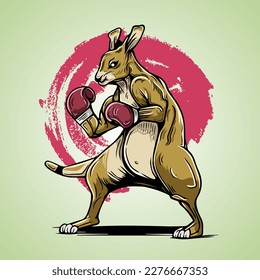 Kangaroo Boxing Jab Fist  and Punch Vector Illustration