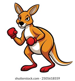 Kangaroo Boxing white background vector illustration